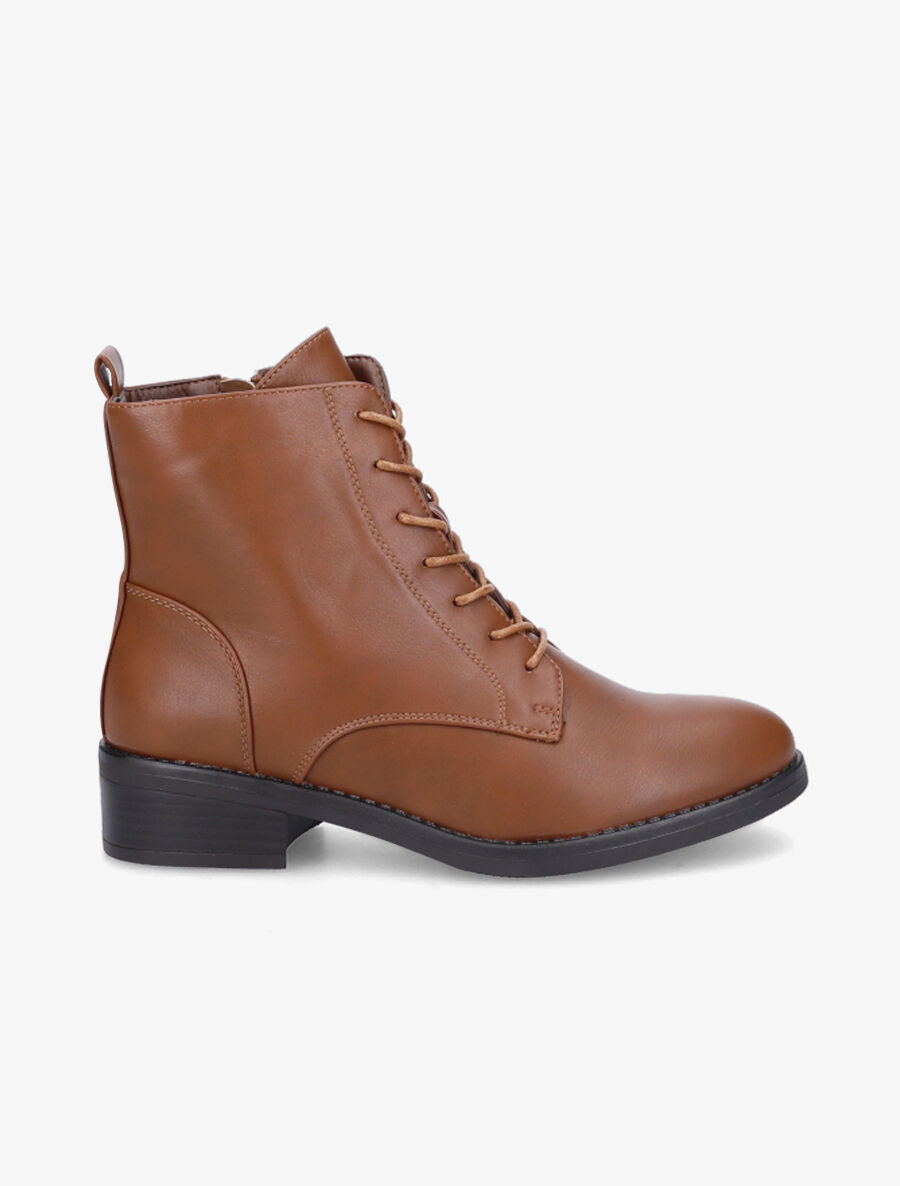 Bottines unies à lacets - Camel - 5