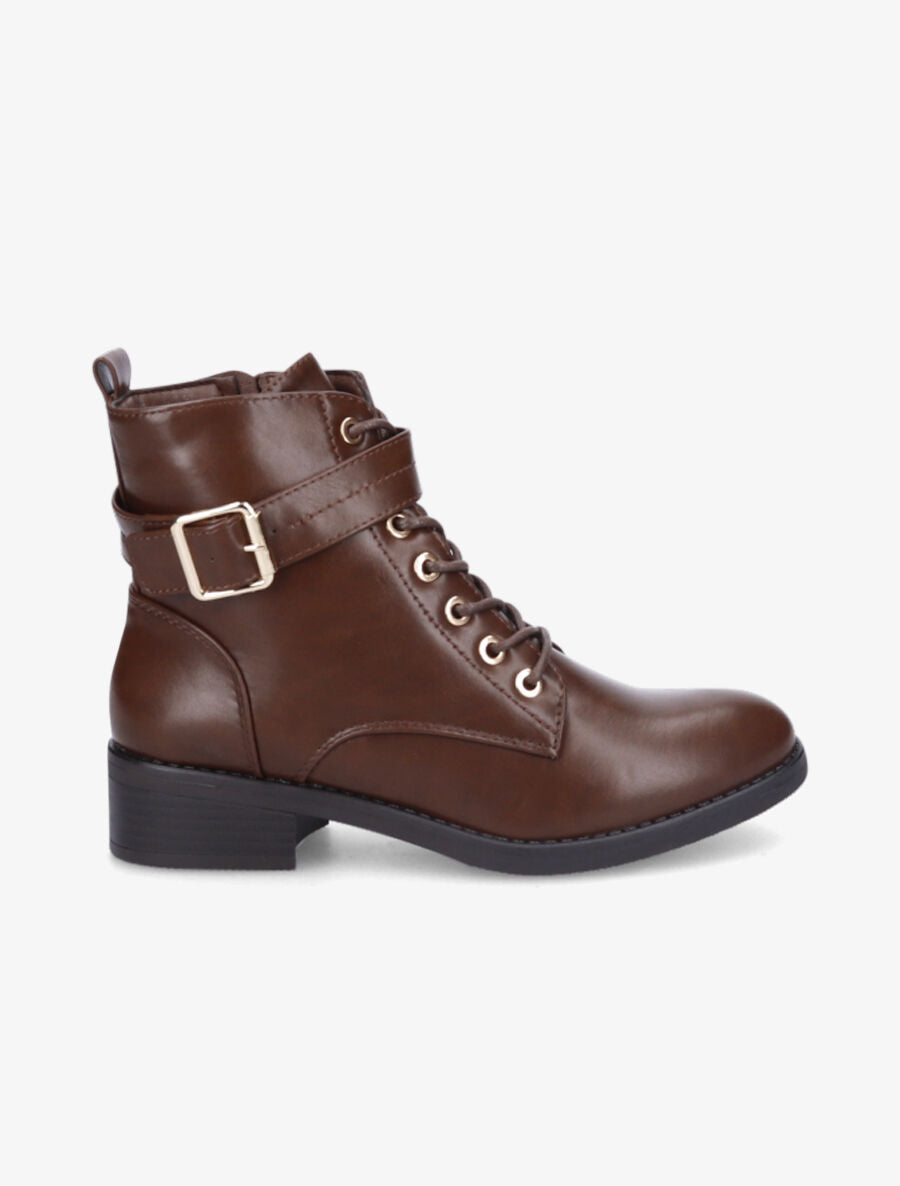 Bottines lacées à boucle - Marron - 1