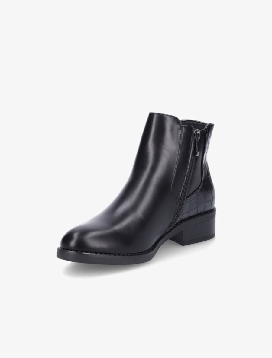 Bottines élastiquées à contrefort croco - Noir - 3