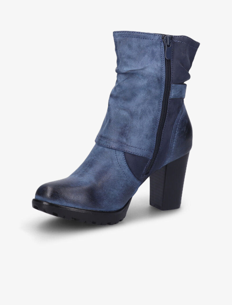 Bottines montantes bi-matière à sangle cloutée - Bleu - 4