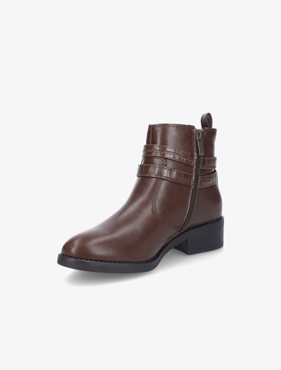 Bottines à double sangles croco - Marron - 3