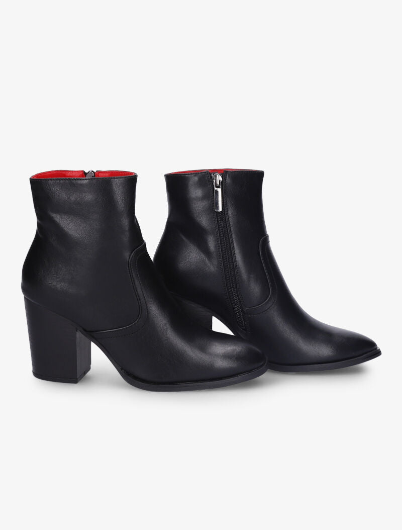 Bottines montantes à talons et bouts ronds - Noir - 5