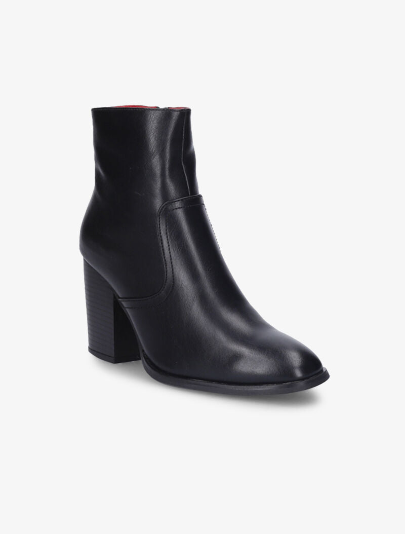 Bottines montantes à talons et bouts ronds - Noir - 3