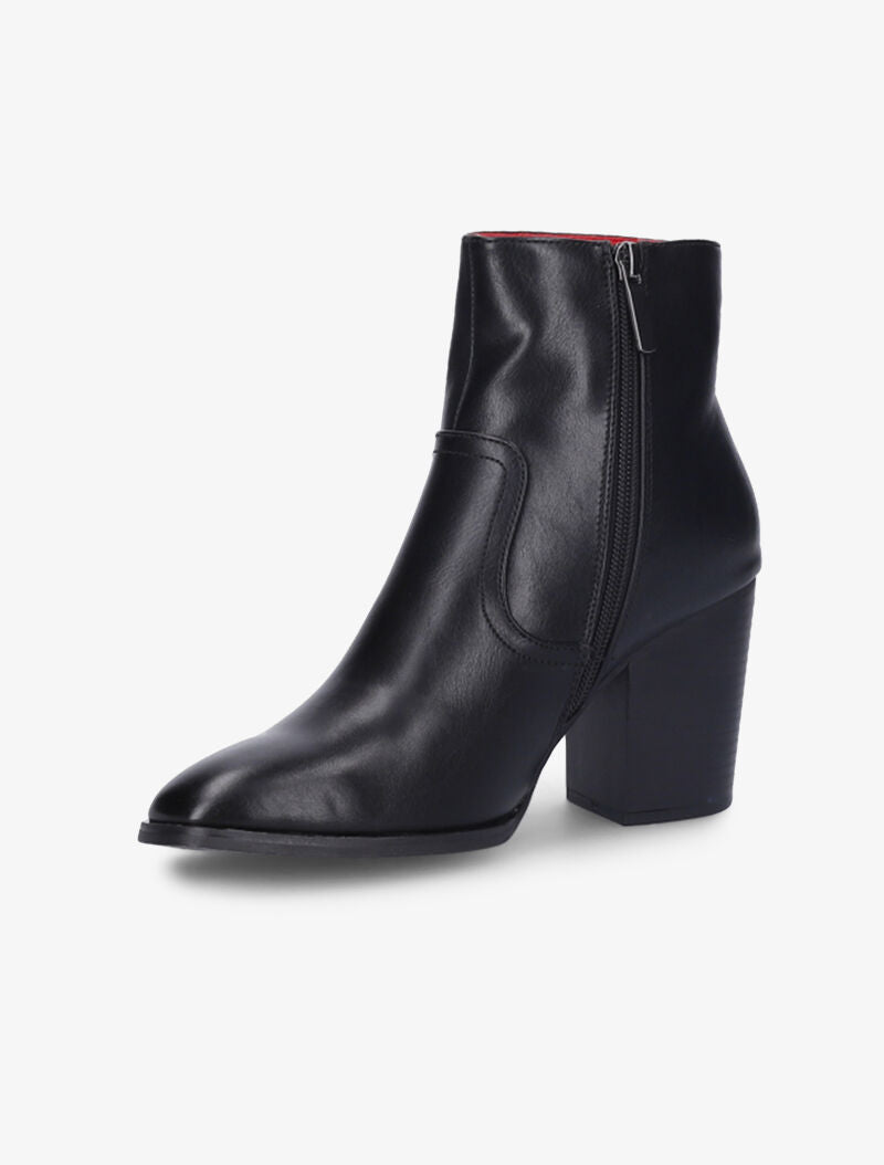 Bottines montantes à talons et bouts ronds - Noir - 4