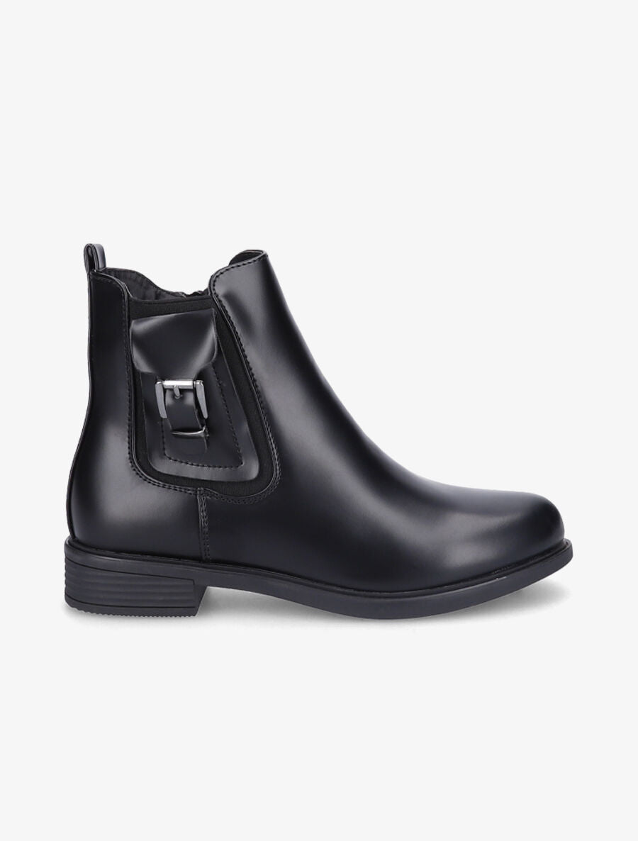 Bottines en simili mat et sangles - Noir - 1