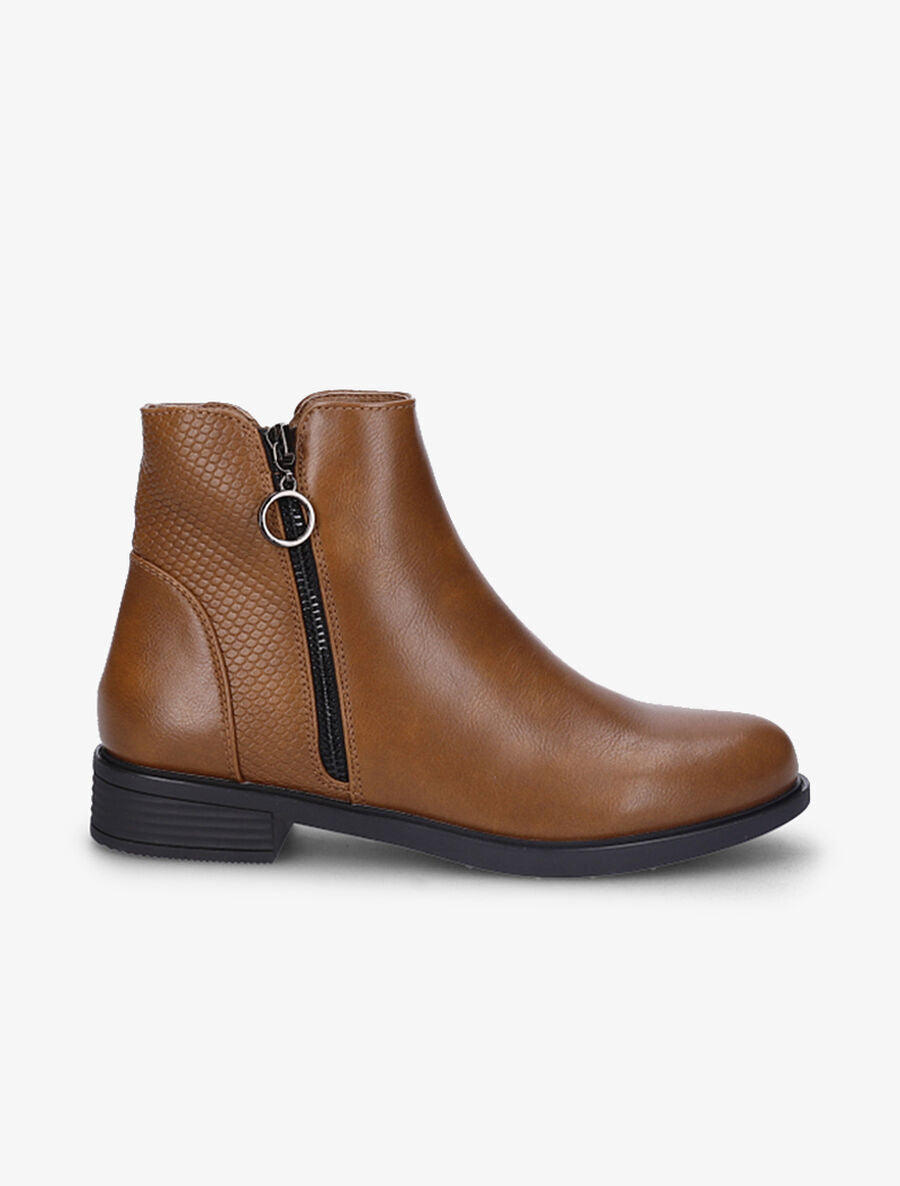 Bottines à contrefort effet python - Camel - 6