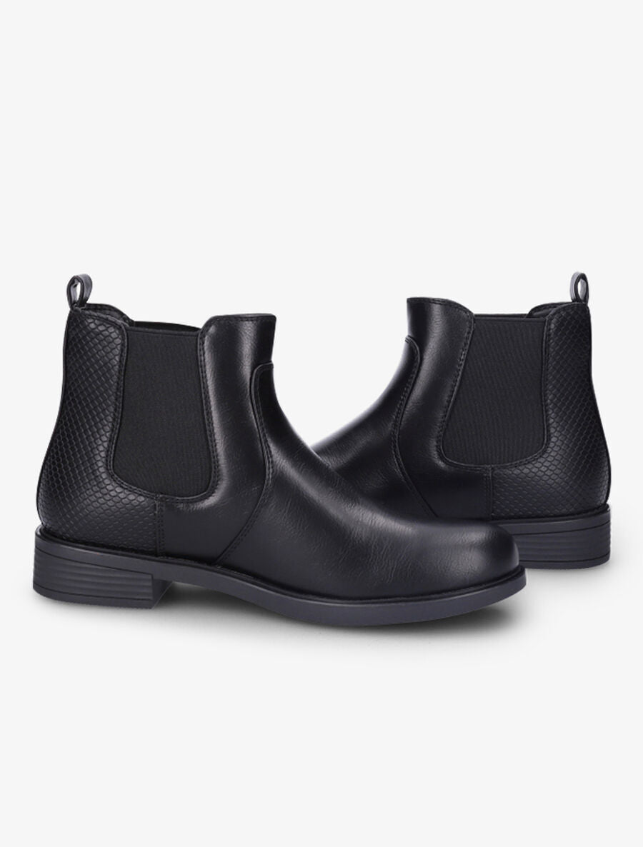 Bottines élastiquées et contrefort effet python - Noir - 4