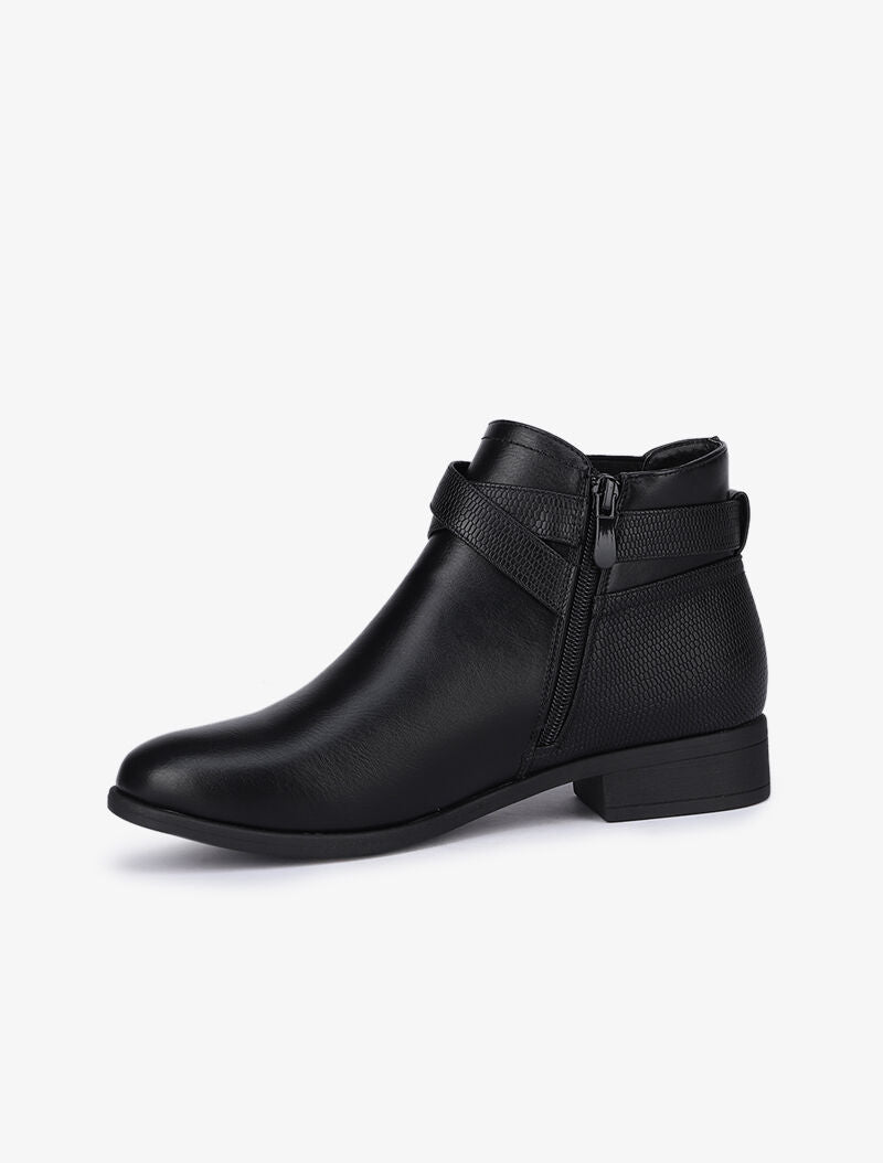 Bottines bi-matière à double brides décoratives - Noir - 4