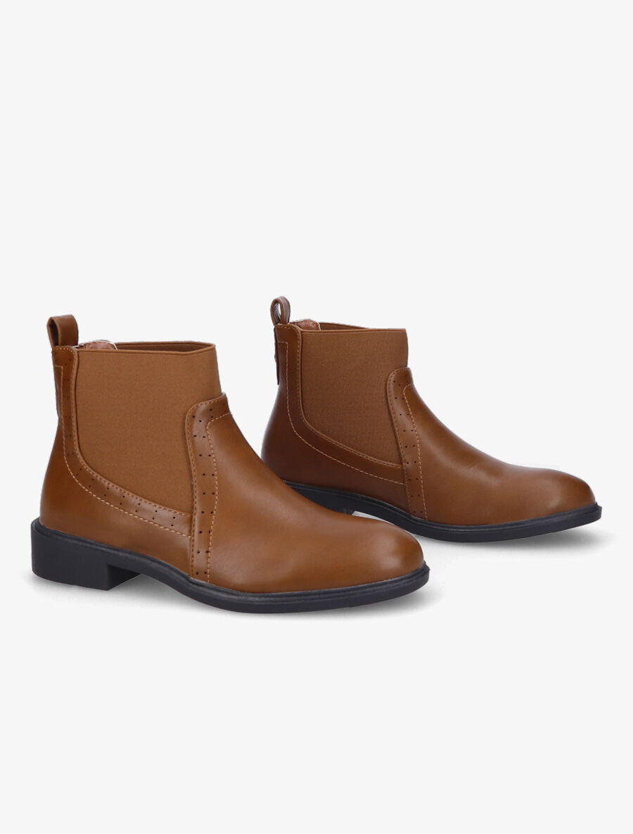 Bottines à cheville élastiquée - Camel - 4