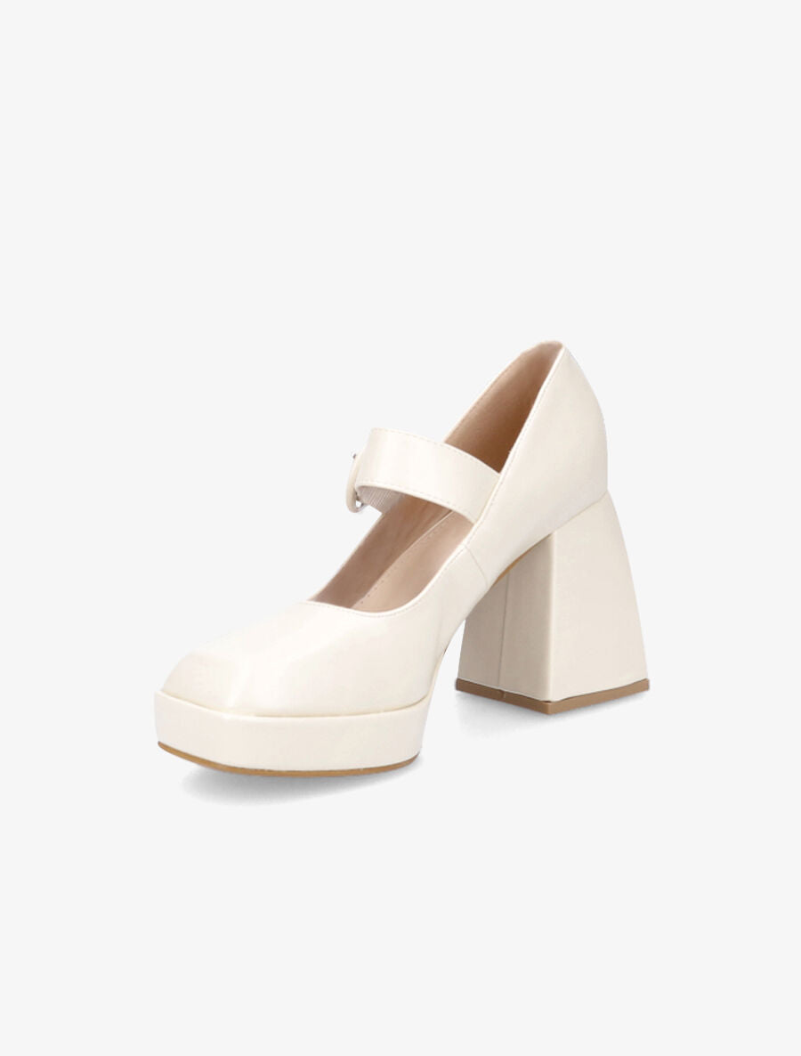 Escarpins à plateforme et talon bottier - Beige - 3