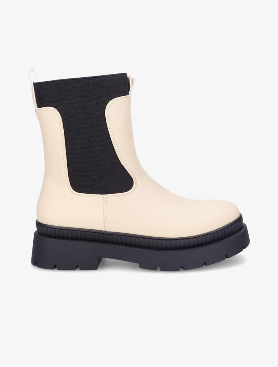 Boots montantes à cheville élastiquée - Beige - 1
