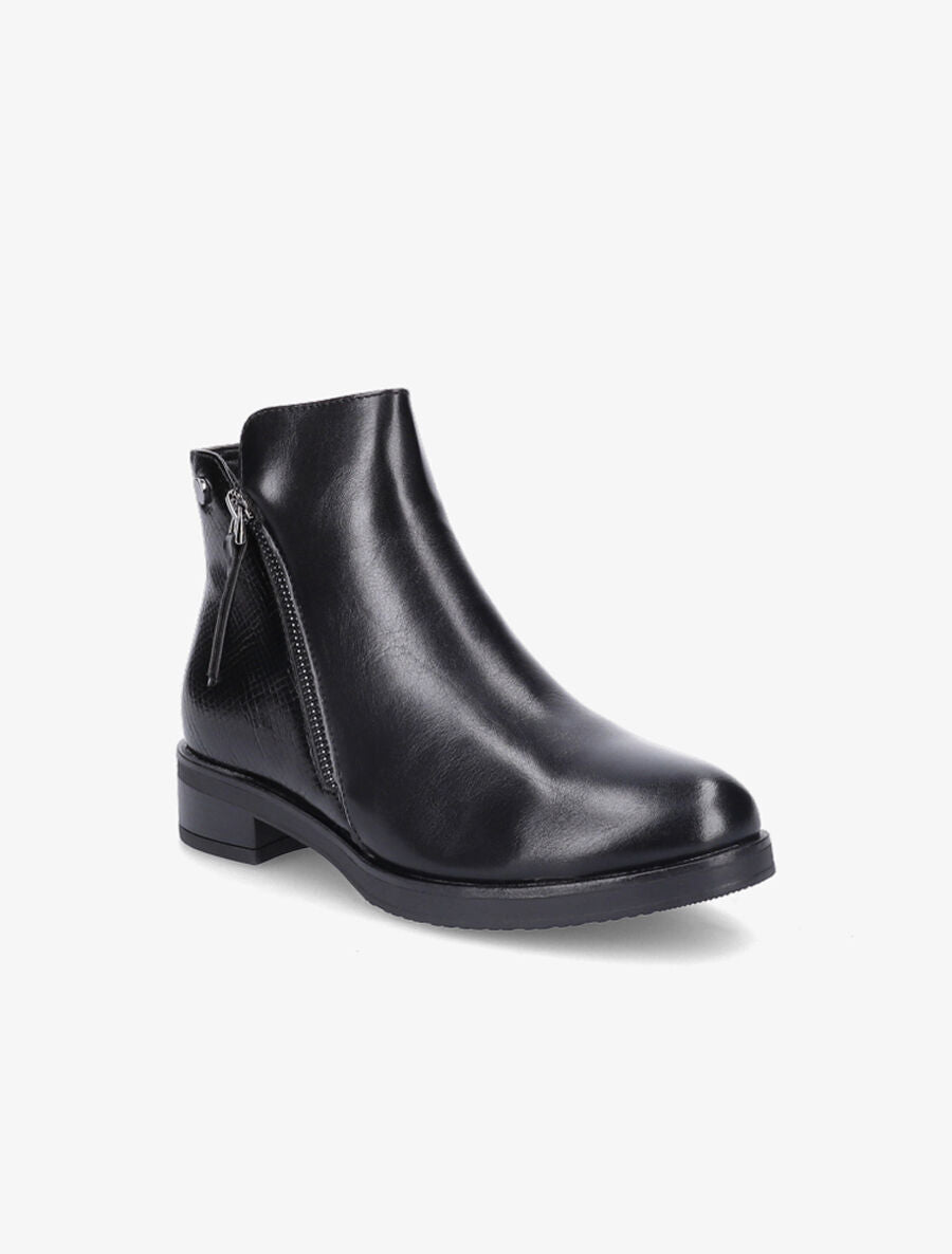 Bottines à zip et contrefort python - Noir - 2