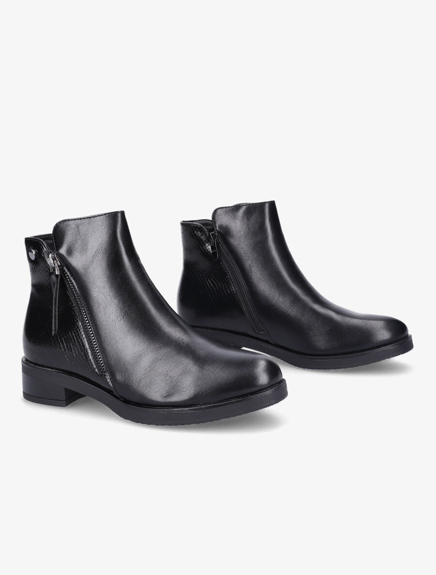 Bottines à zip et contrefort python - Noir - 4