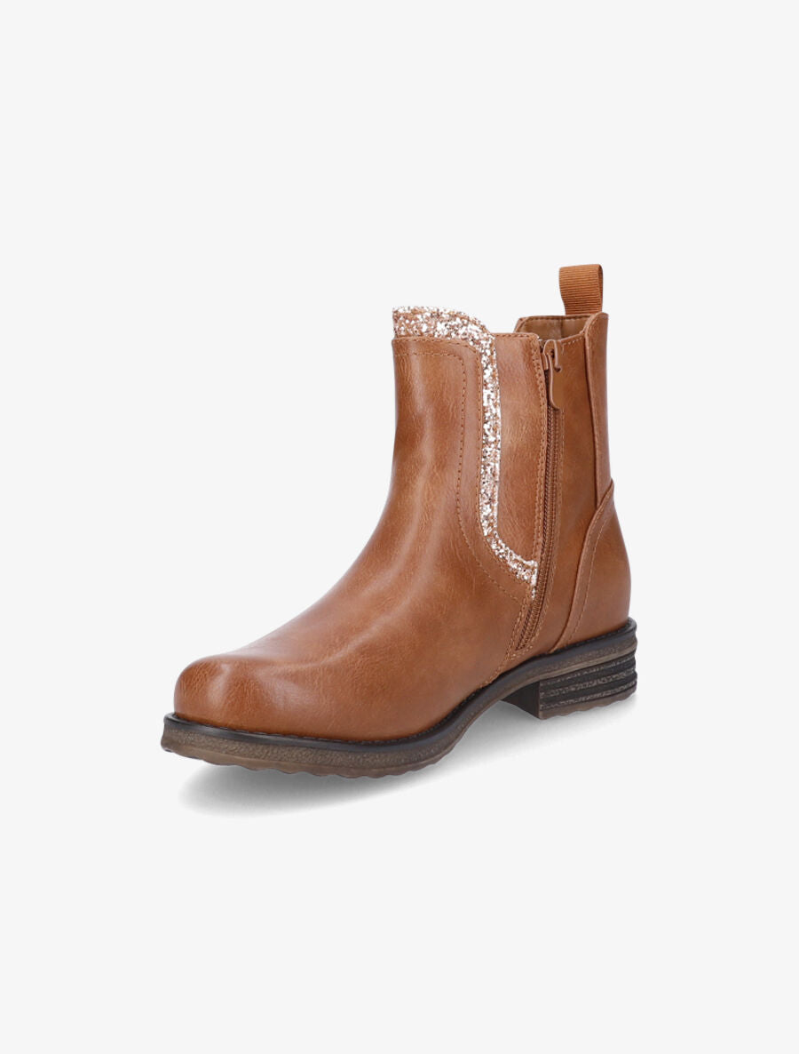 Bottines élastiquées à paillettes - Camel - 3