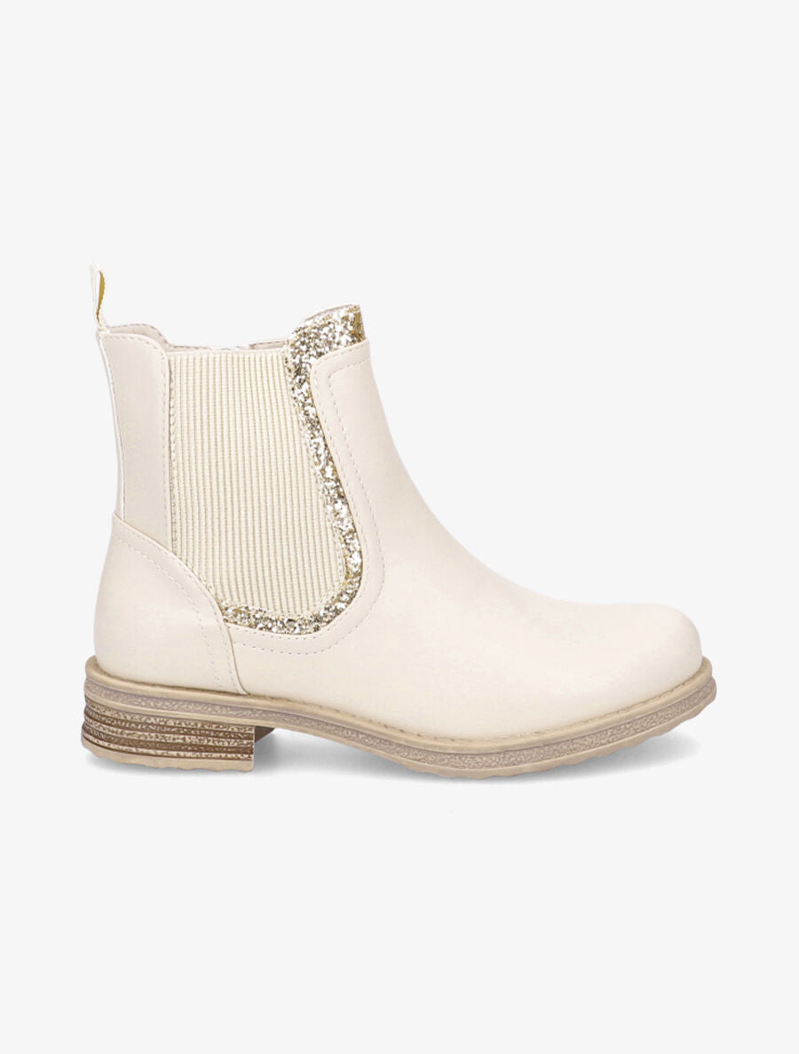 Bottines élastiquées à paillettes - Beige - 1