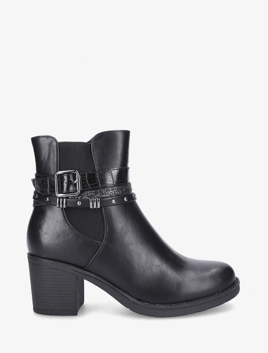 Bottines élastiquée à boucles stylisées - Noir - 1