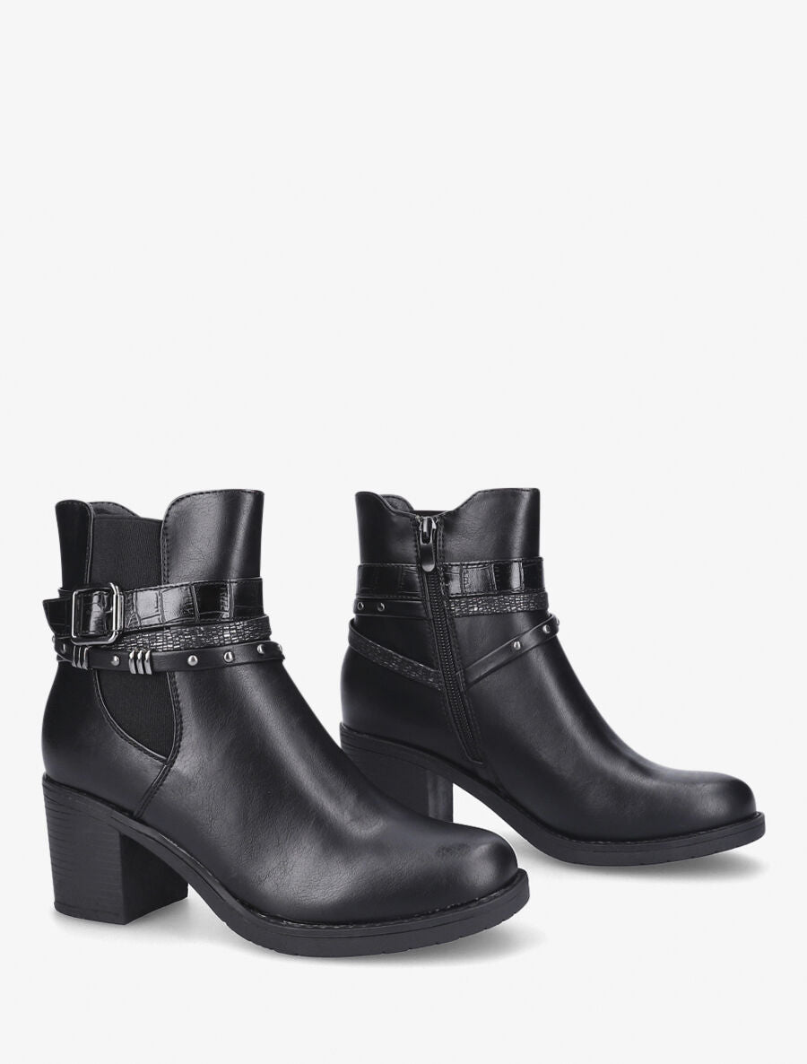 Bottines élastiquée à boucles stylisées - Noir - 4