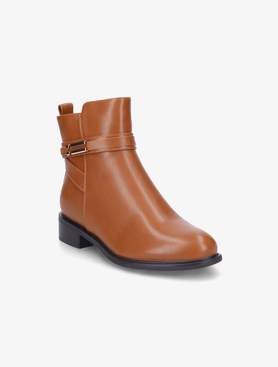 Bottines à boucle fantaisie - Camel - 2