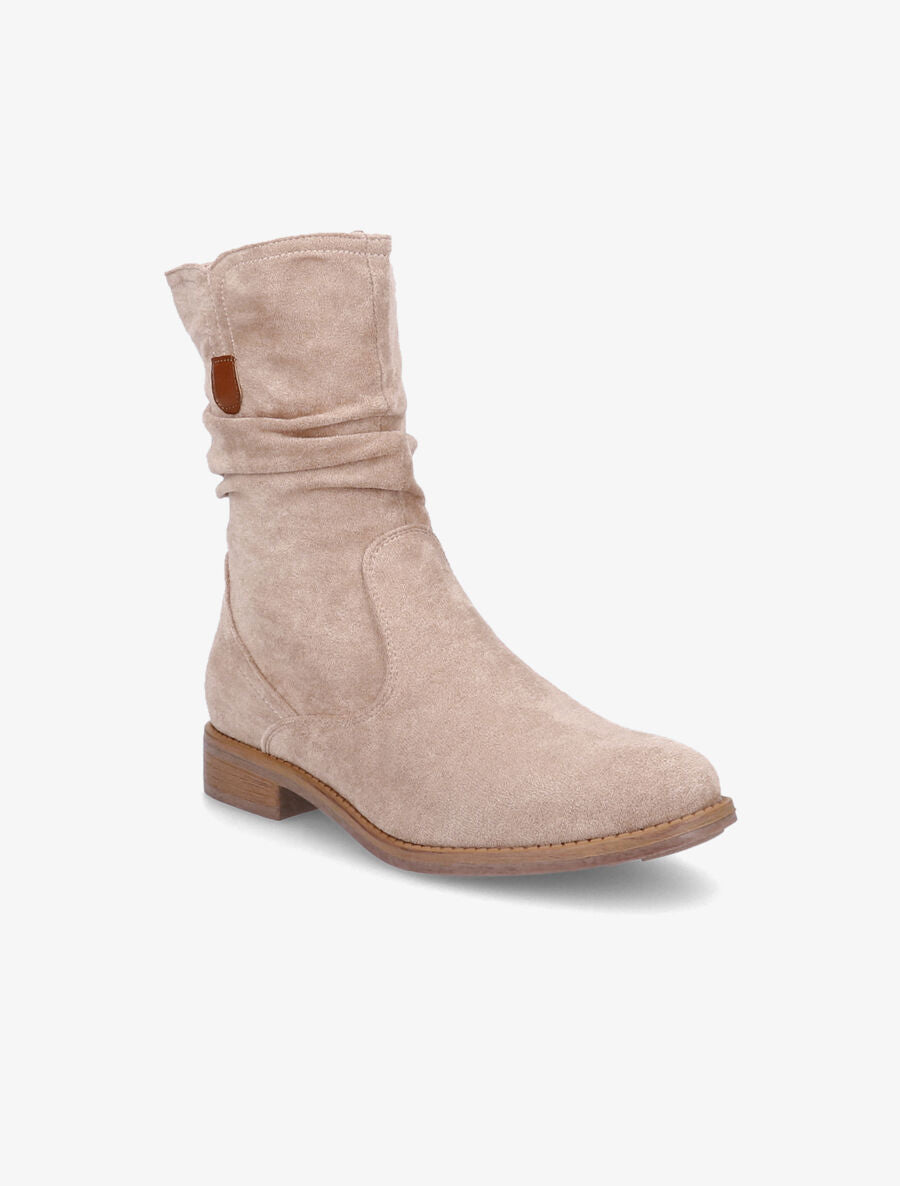 Bottines plissées en suédine - Beige - 2
