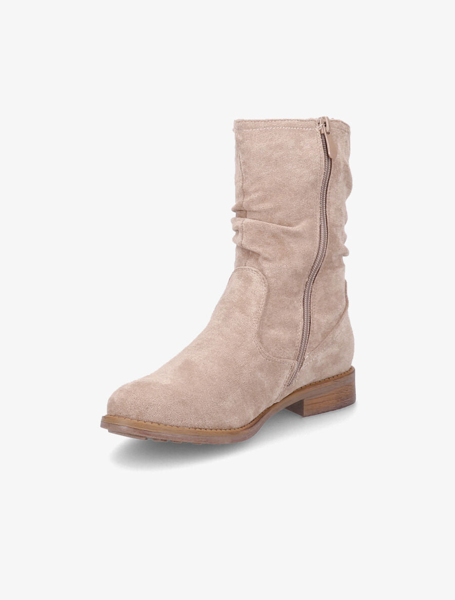 Bottines plissées en suédine - Beige - 3