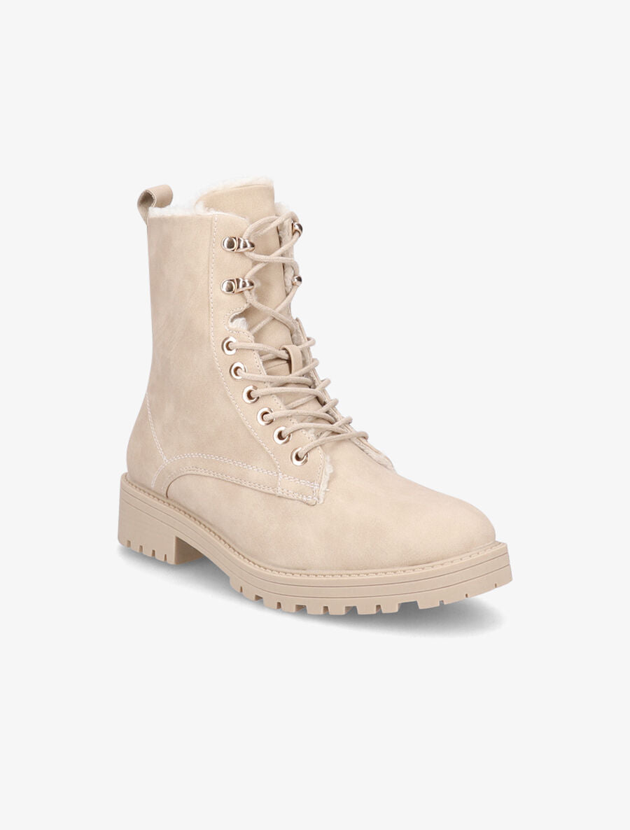 Boots fourrées à lacets - Beige - 2