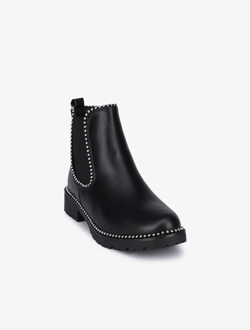 Bottines à semelles crantées ornées de clous - Noir - 3