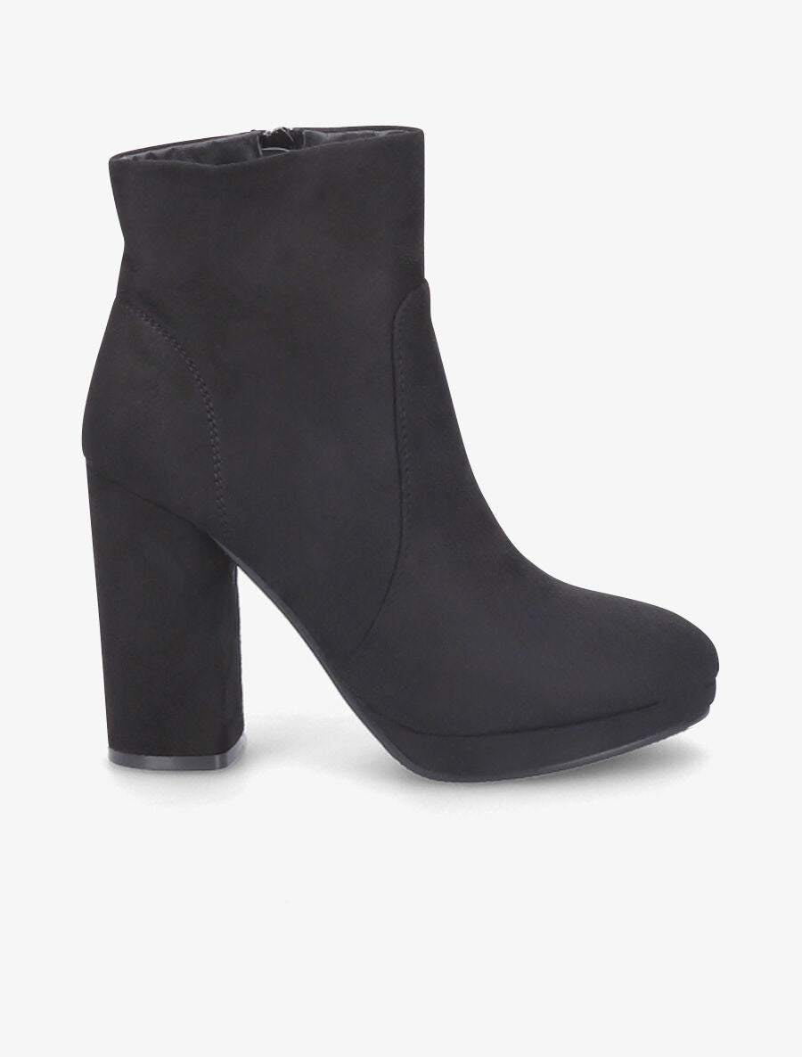 Bottines à talon en suédine - Noir - 1