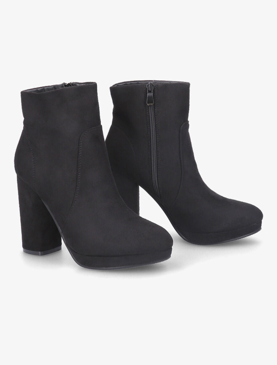 Bottines à talon en suédine - Noir - 4