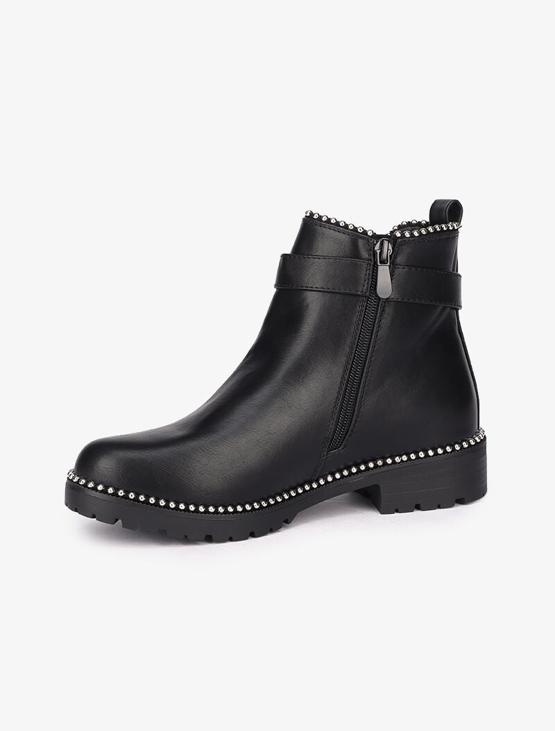 Bottines à clous argentés - Noir - 4