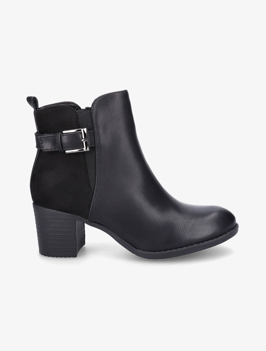 Bottines bi-matière unies - Noir - 1