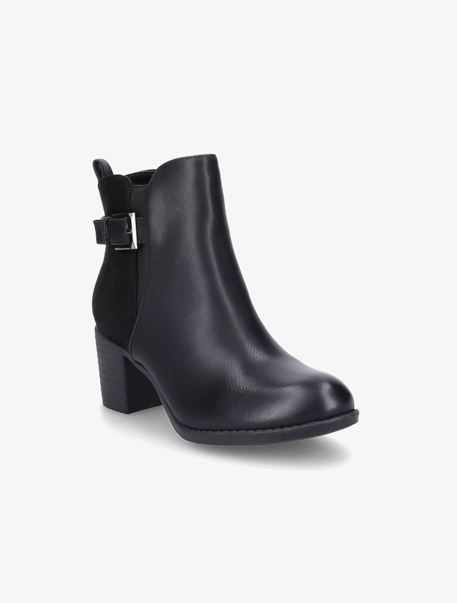 Bottines bi-matière unies - Noir - 2