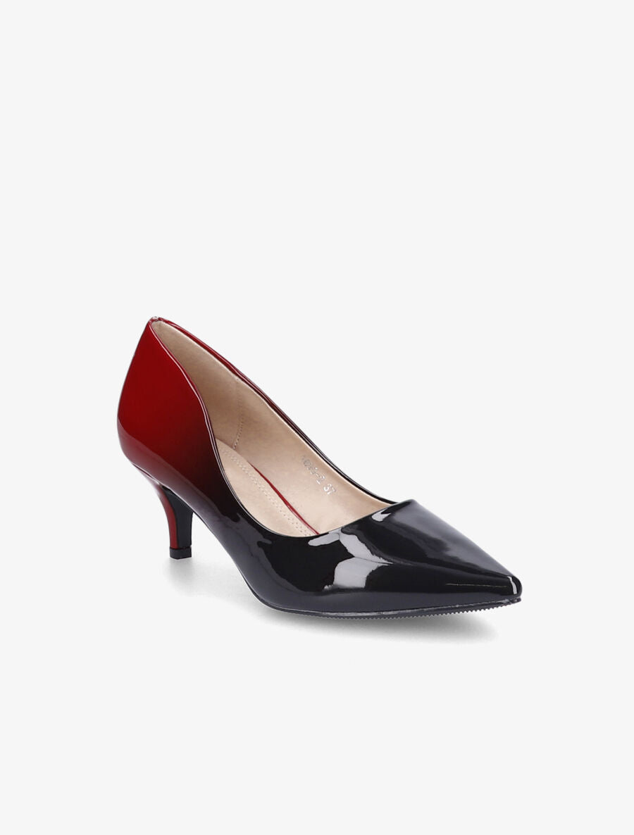 Escarpins à dégradé et bout pointu - Noir/rouge - 2