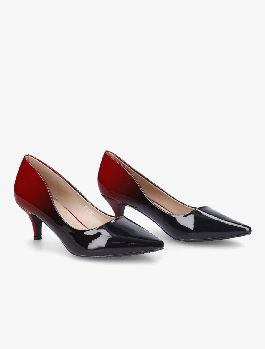 Escarpins à dégradé et bout pointu - Noir/rouge - 4