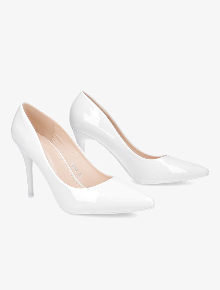 Escarpins pointus vernis - Blanc - 4
