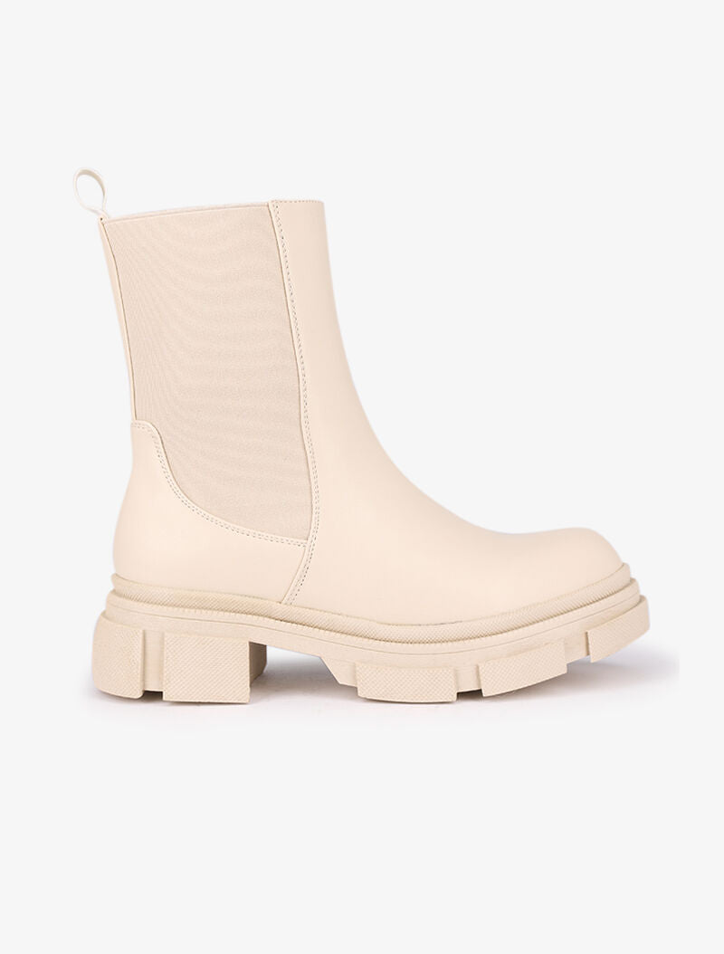 Boots montantes à plateforme stylisée - Beige - 2