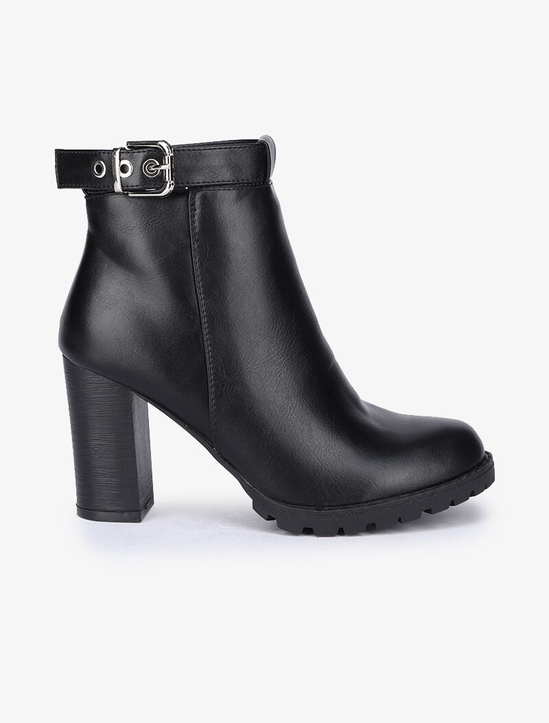 Bottines ajourées à talons et bride à boucle - Noir - 2