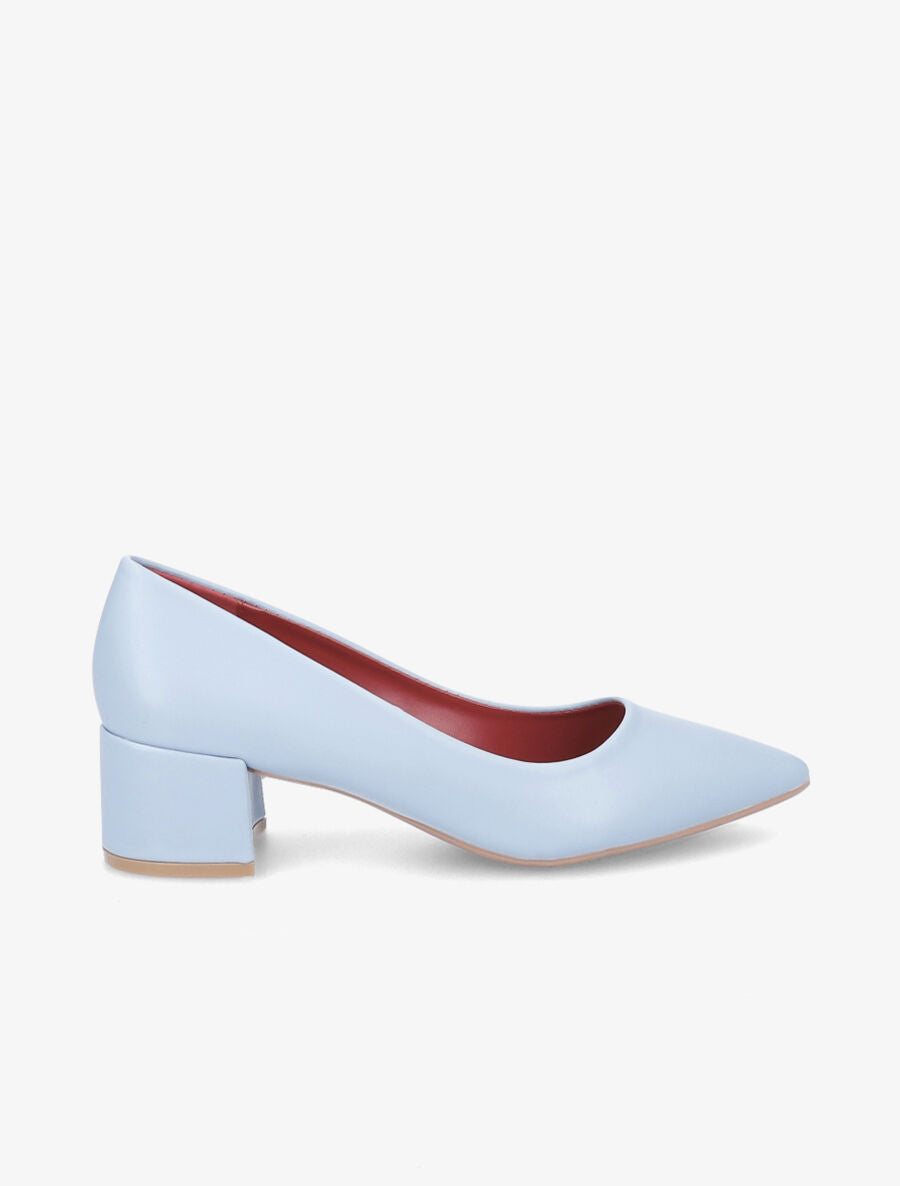 Escarpins en simili à talon bloc - Bleu ciel - 1