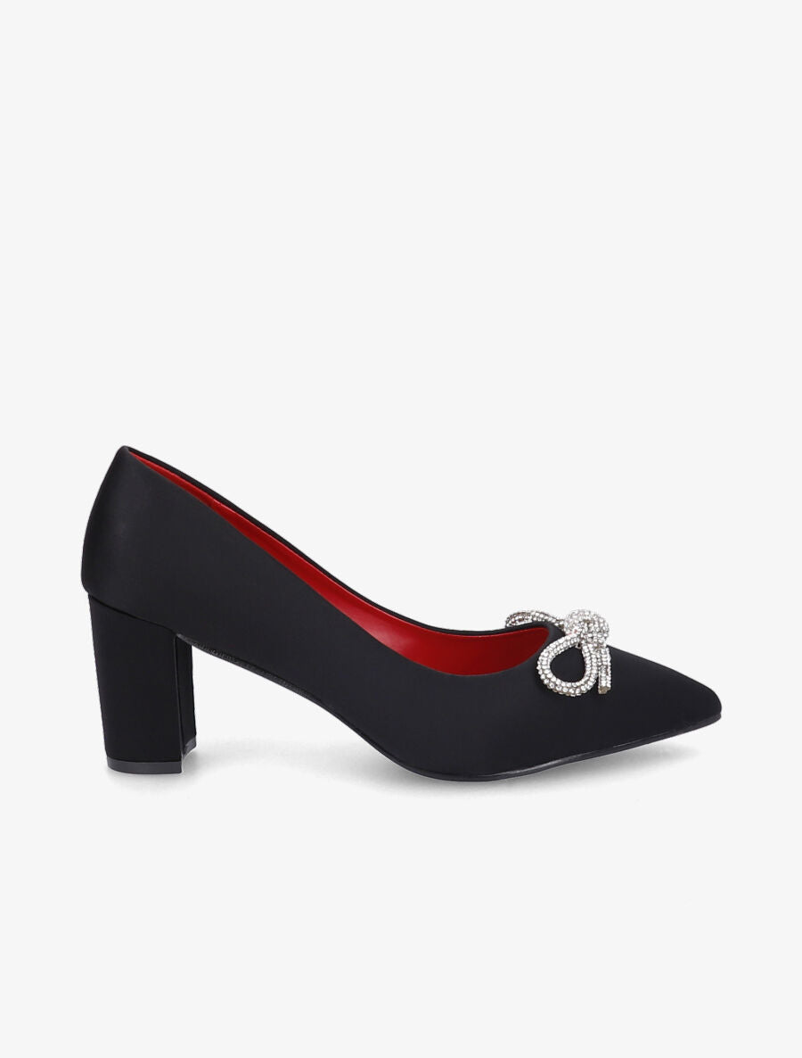 Escarpins à noeud en strass - Noir - 1