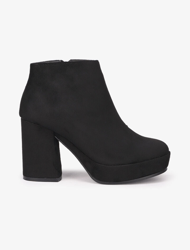 Bottines suédées à talon et plateforme - Noir - 2
