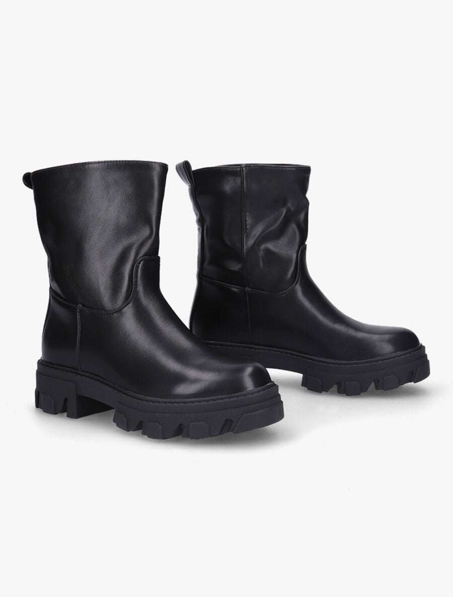 Bottines à plateformes crantées et intérieurs fourrés - Noir - 4