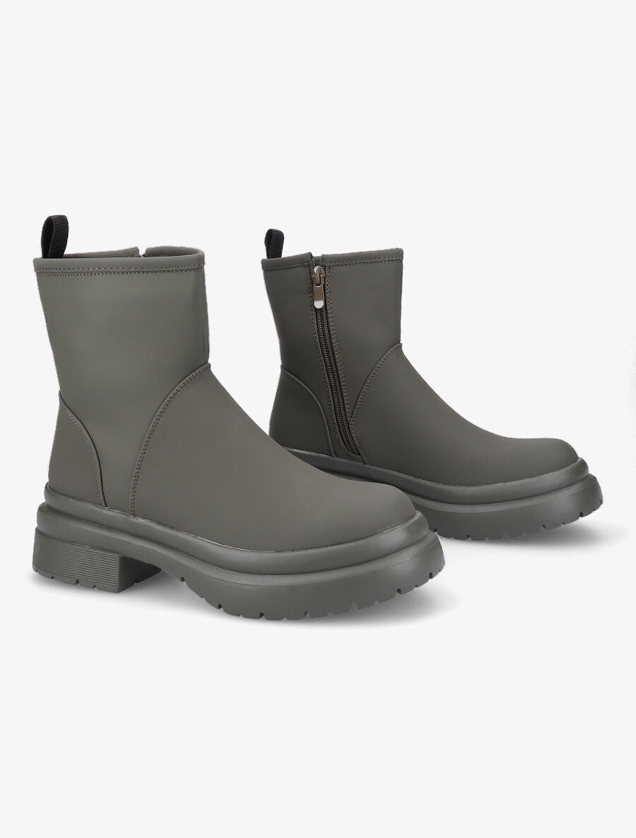 Bottines fourrées à zip - Kaki - 4
