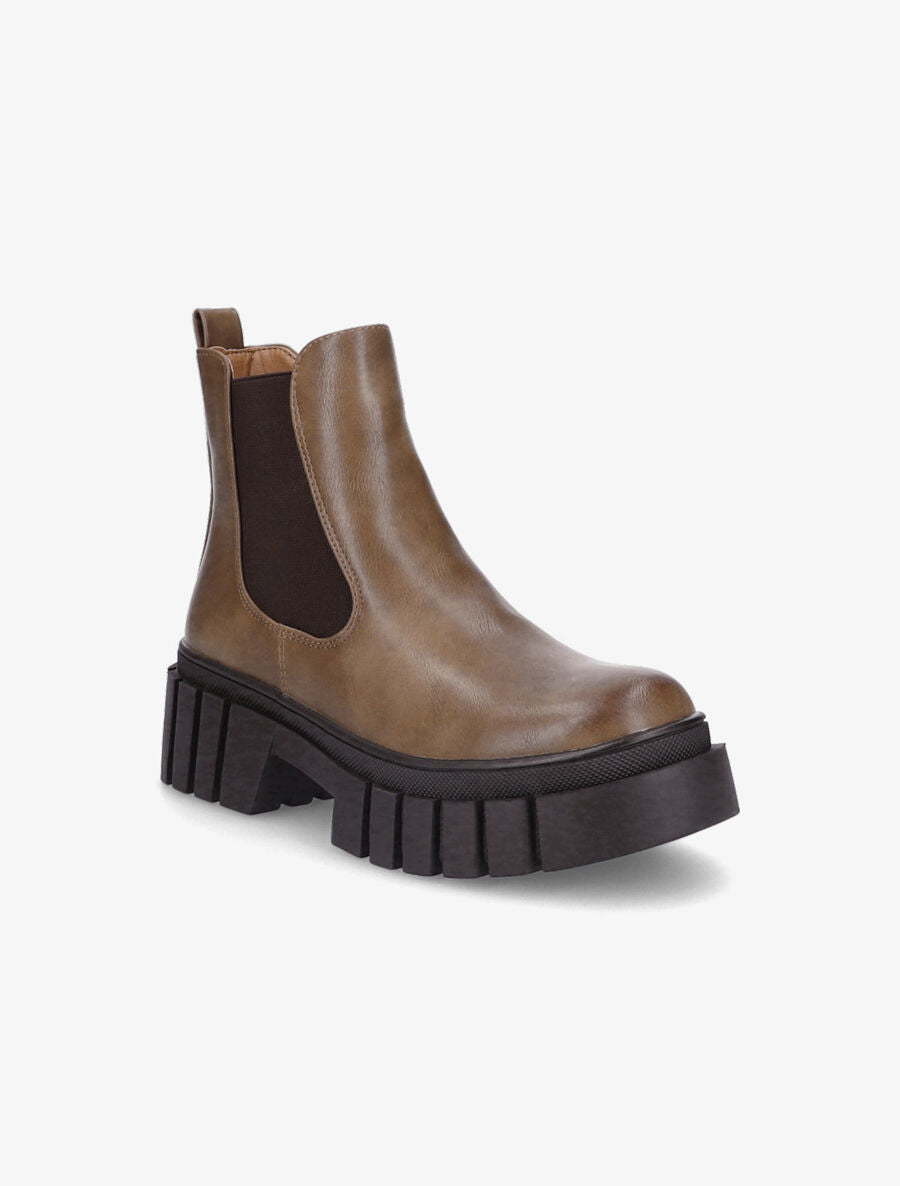 Bottines à semelle plateforme crantée - Taupe - 2