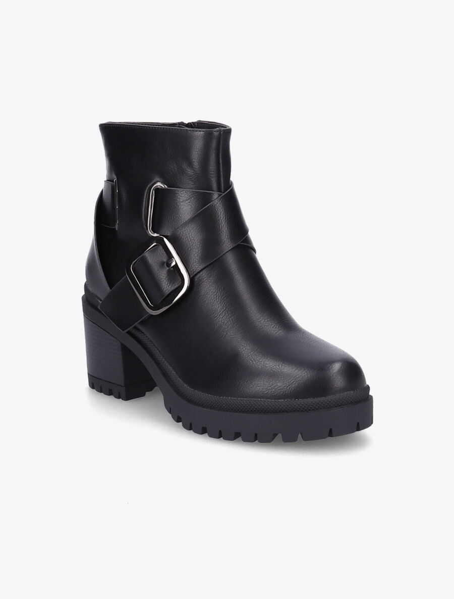 Bottines à boucle et sangle épaisse - Noir - 2
