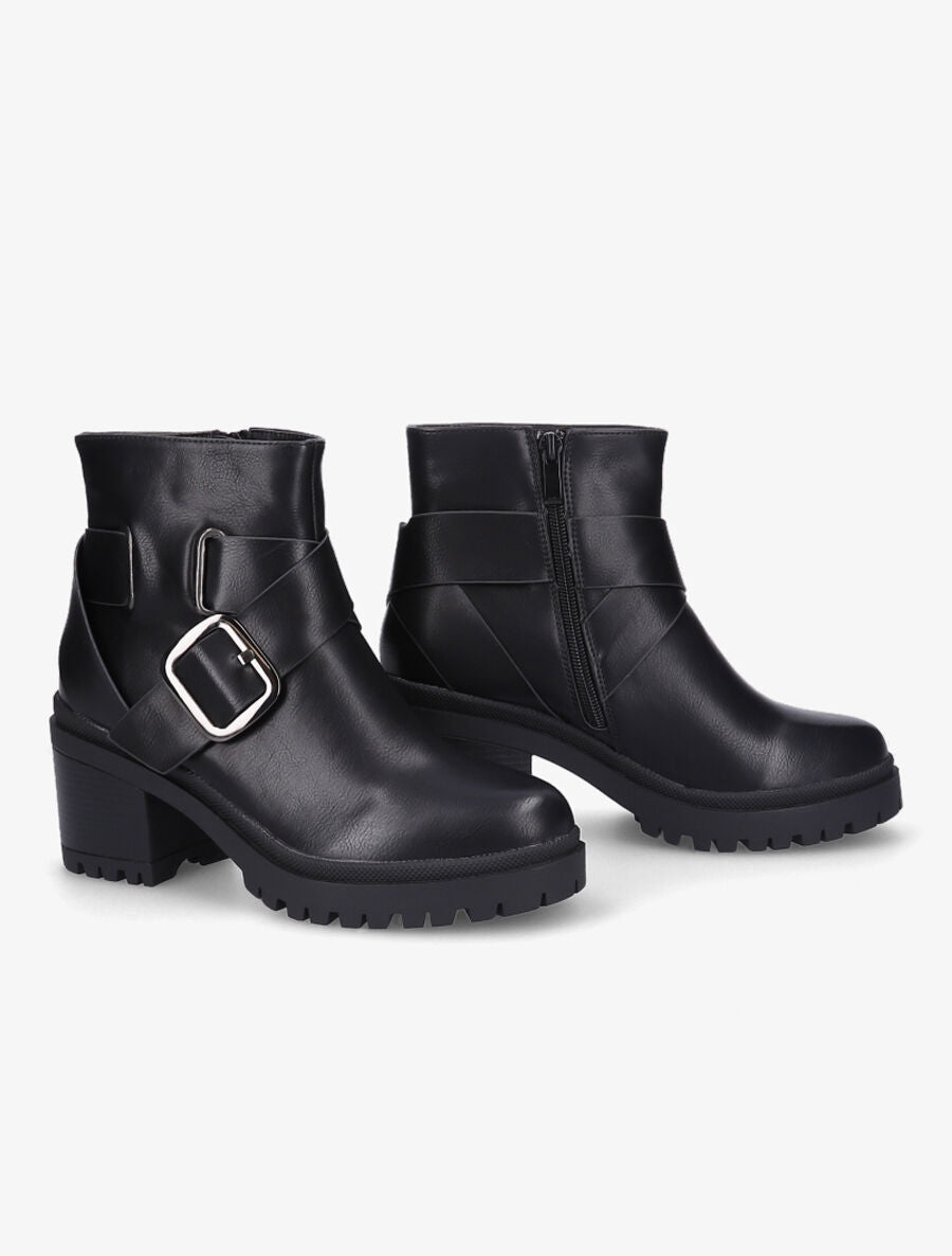 Bottines à boucle et sangle épaisse - Noir - 4