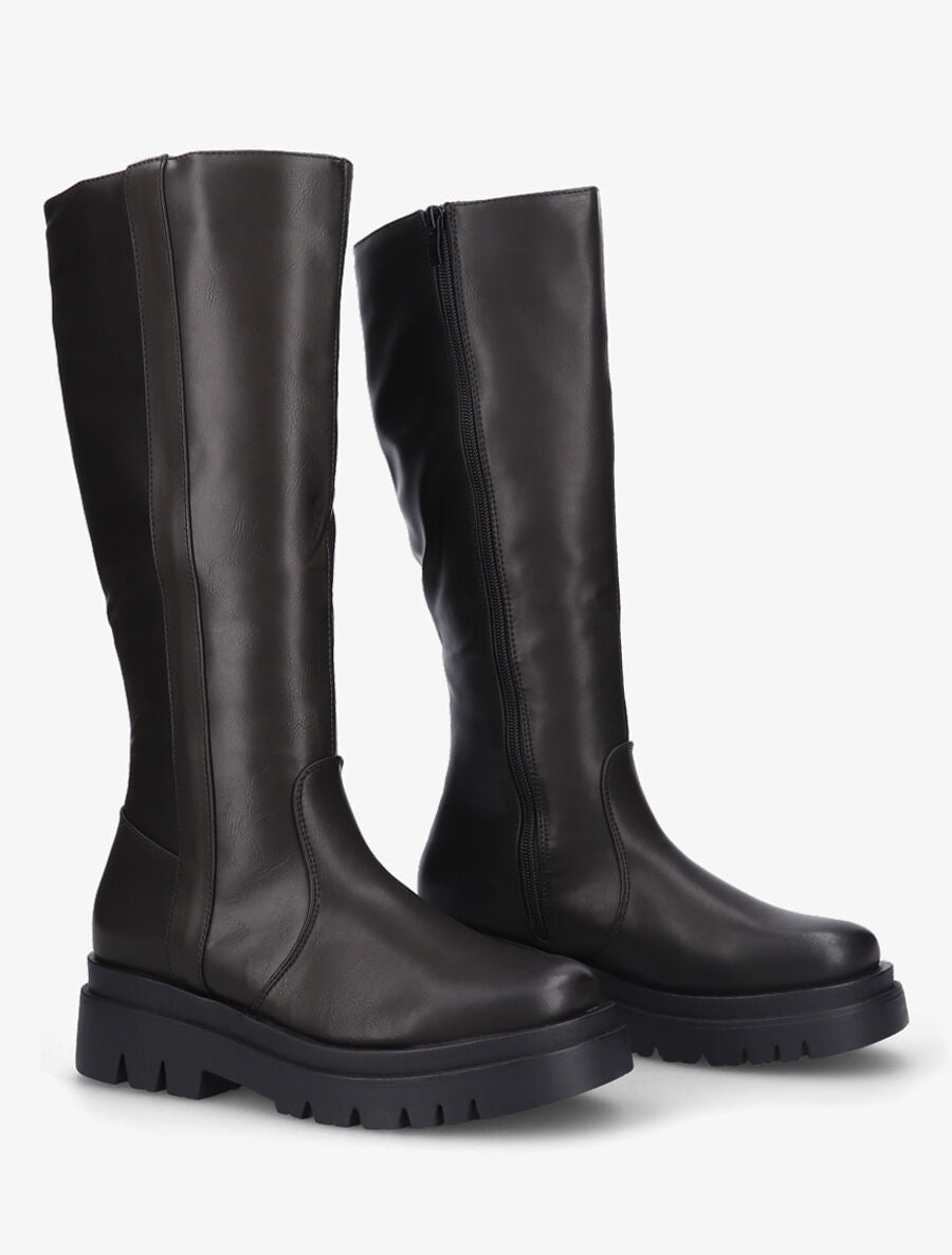 Bottes en simili à semelle crantée - Noir - 4