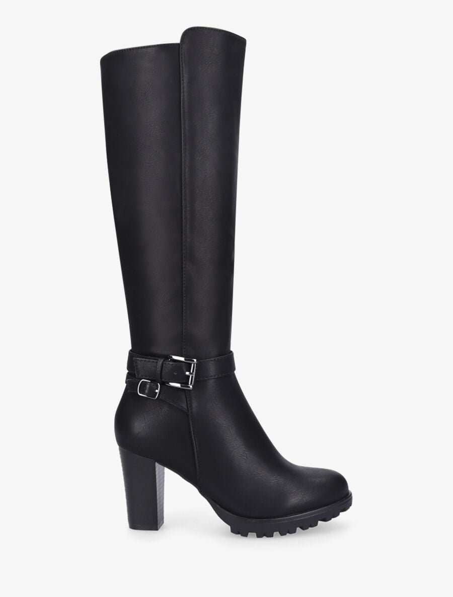 Bottes en simili à talon haut - Noir - 5