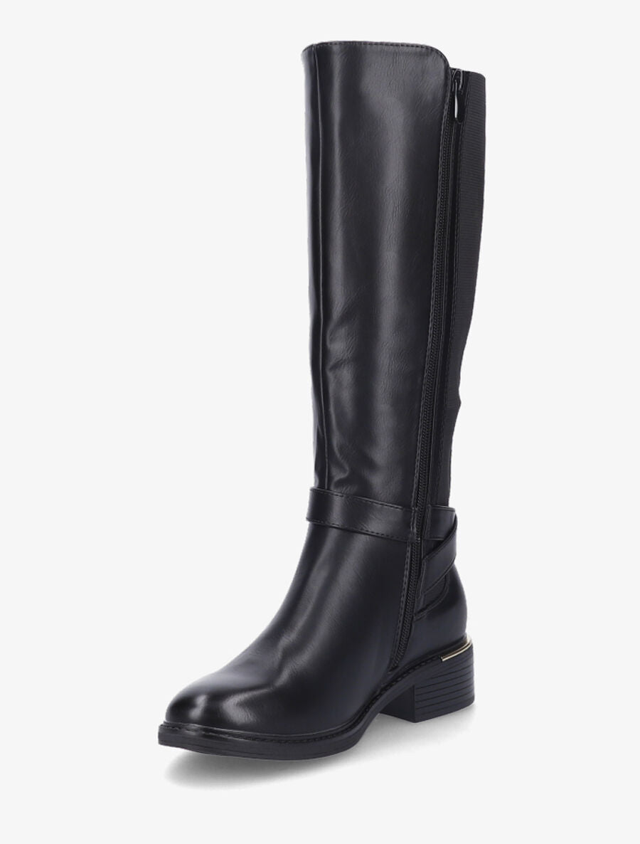 Bottes plates élastiquées en simili - Noir - 3