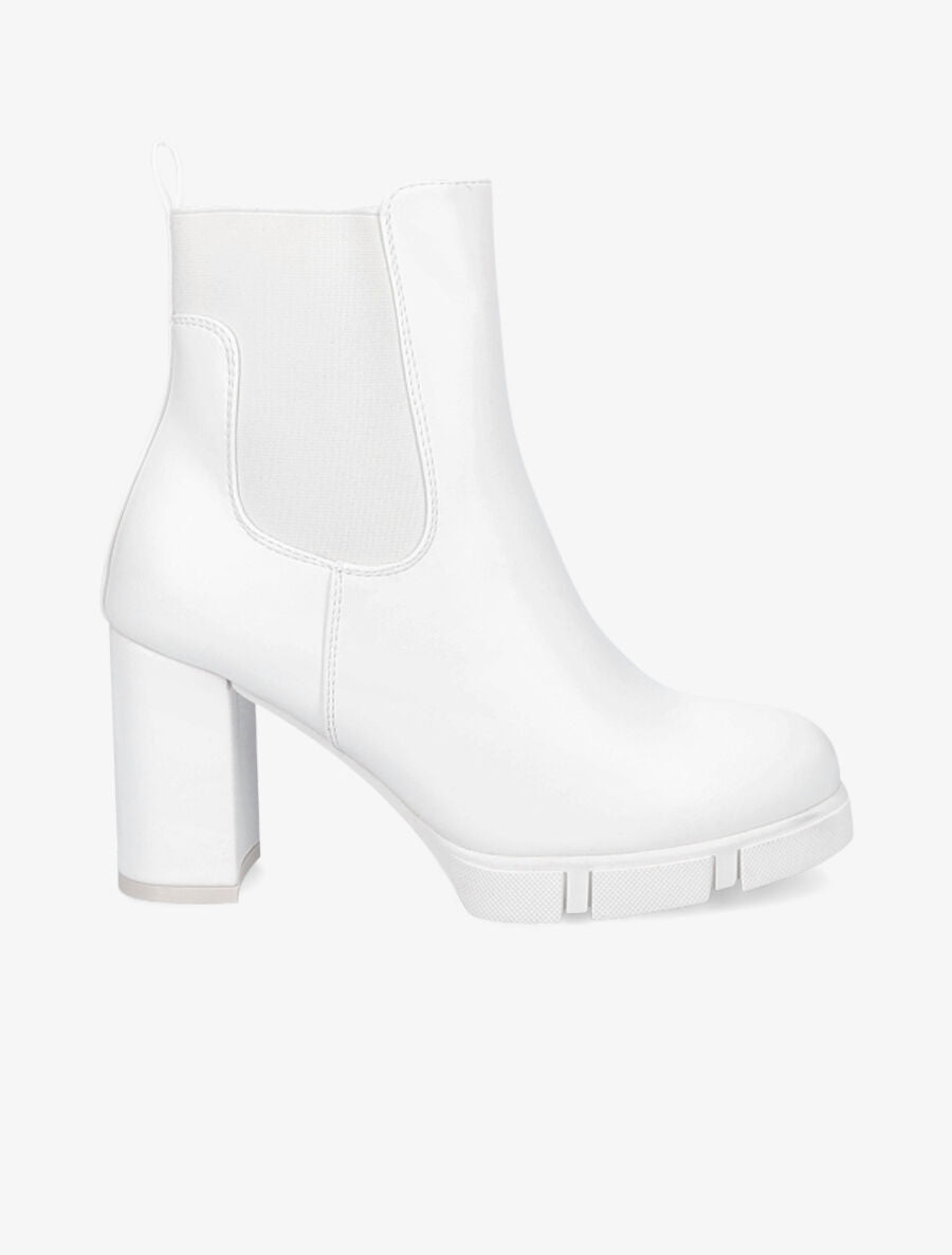 Bottines élastiquées à talon et plateforme - Blanc - 1