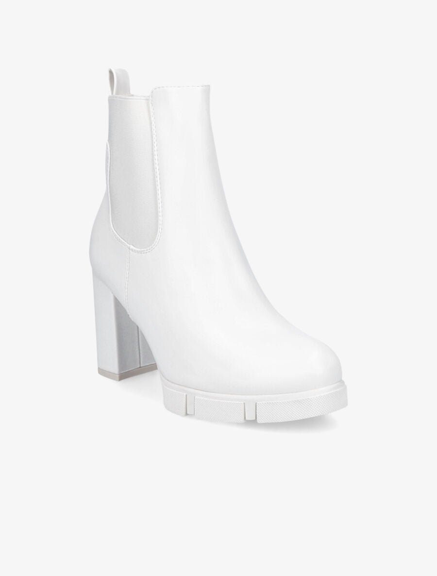Bottines élastiquées à talon et plateforme - Blanc - 2