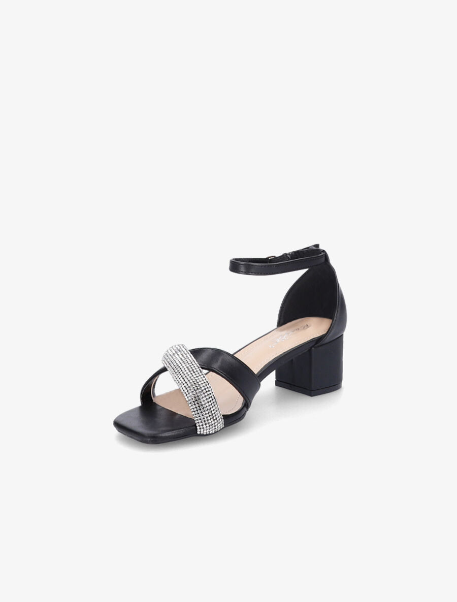 Sandales croisées à strass - Noir - 3